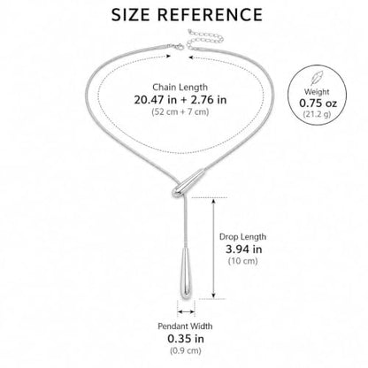 Roe Dolph Snake Chain Lariat Necklace for Women Gift Fashion Accessory Adjustable Y Necklace Sliding Bead Drop Pendant Gold Tone Silver Tone - color: A2：silver