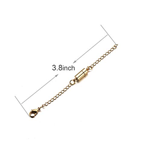 Zpsolution Magnetic Necklace Clasps with Extender Chains Gold-Silver | Magnetic Necklace Extender, Lead Cadmium Free, Nickel Release Free, 3.8 inches Chain Extender - color: Chains Glod and Silver