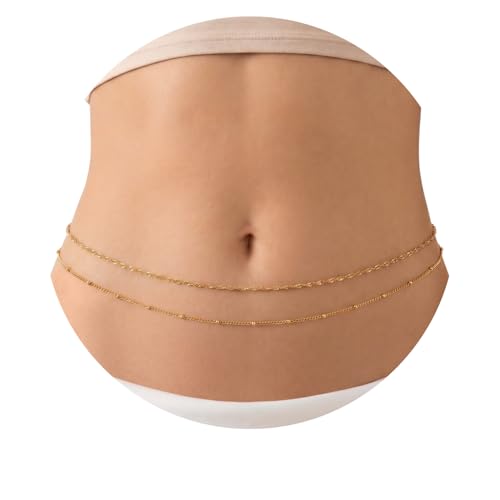 Gold Belly Waist Chain for Women | Layered Belly 14K Gold Plated Chain Adjustable Bikini Belly Beads Body Chain Waterproof | Jewelry Gift - color: Style 5
