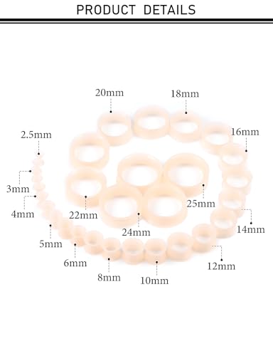 10G-25mm Thin & Thick Silicone Ear Gauges Tunnels Stretching Kit Double Flared Rubber Gauges Tunnels Plugs Flexible Soft Tunnels Earrings Gauge Kit for Women Men - color: Skin Colour 10G-25mm