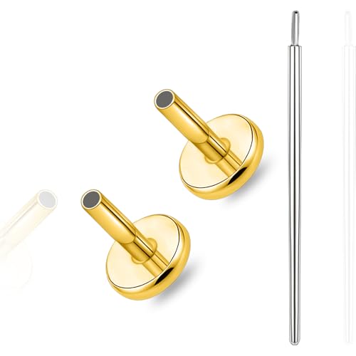 limerencia Titanium Threadless Bar Post for Tragus Body Piercing,16G/18G/20G Press Fit Flat Back Stud Earrings Push in Post Replacement Medusa Helix Couch Piercing Jewelry for Women Men(A Pair) - color: gold tone, size: 18G-5mm