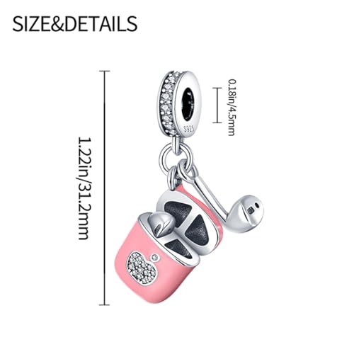 925 Silver Charm for Bracelets Animal Pet Insect Series Women Jewelry Gift - color: Pink earphones