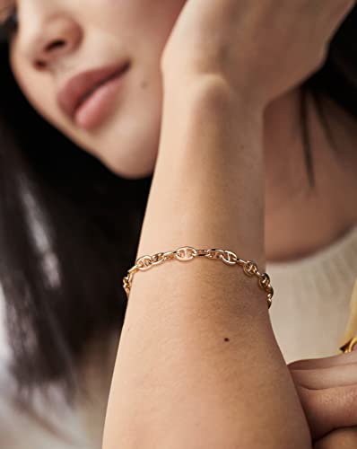 LOYATA Chain Bracelet Gold Link 14K Gold Plated Dainty Pearl Bracelet Simple Jewelry Gift for Women - style: coin 1