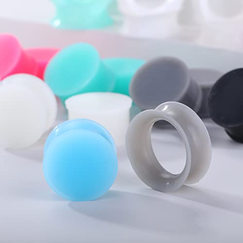 Juway Oveta Ear Gauges for Ear Silicone Ear Plugs Soft Flexible Silicone Gauge Saddle Silicone Ear Plugs and Tunnels 6mm-20mm(16 Pairs) - color: 32PCS 18mm( over 11/16")
