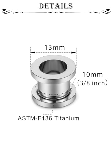 Astm F136 Titanium Ear Gauges Screw Fit Flesh Tunnels Plugs Gauges Earring Expander Stretcher Ear Tunnels For Ears 10G 8G 6G 4G 2G 0G 00G Plug Earrings Body Piercing Jewelry For Women Men - color: 00G Tunnels