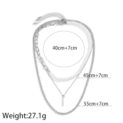 Layered Gold Necklaces for Women Stackable Pearl Paperclip Chain Necklaces Adjustable Dainty Bar Pendant Necklaces Trendy Everyday Jewelry Gifts - color: Silver