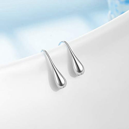 Pull Through Teardrop Dangle Earrings 925 Sterling Silver Simple Water Drop Earrings Birthday Mother's Day Christmas Gifts for Women - style: pull through teardrop earrings