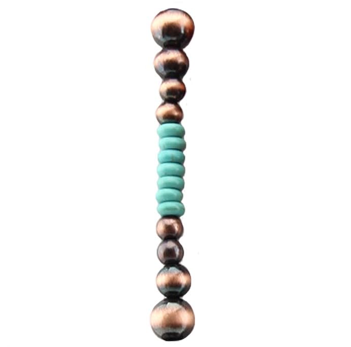 Rosemarie Collections Women's Extra Long Navajo Pearl And Turquoise Howlite Bead Statement Western Endless Strand Necklace Earrings Set, 60" - color: Metallic Copper