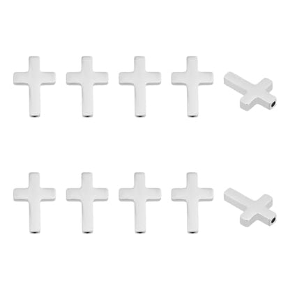 UNICRAFTALE 10Pcs Cross Spacer Beads Stainless Steel Cross Beads for DIY Bracelet Necklace Jewelry Making Supplies 2mm Hole