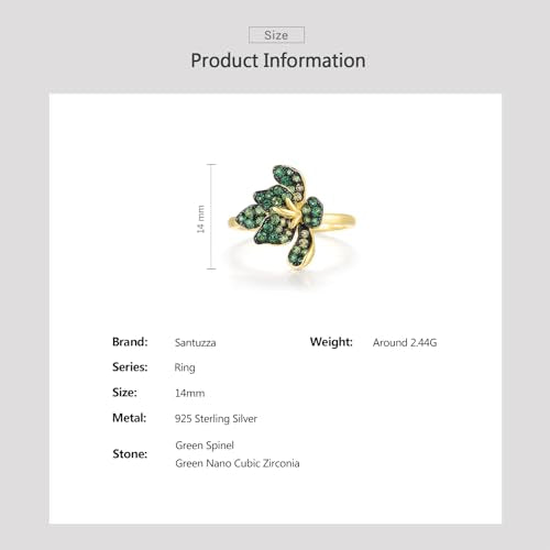 Santuzza Sterling Silver Gemstone Flower Ring for Women - color: [A]Lily-Green
