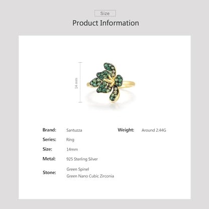Santuzza Sterling Silver Gemstone Flower Ring for Women - color: [A]Lily-Green