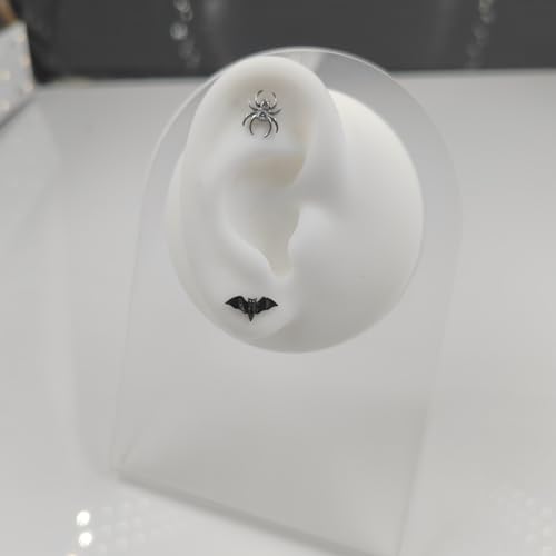 1pcs G23 Titanium Flat Back Earrings Studs 16g F136 Implant Grade Titanium Labrets Press Fit Threadless Push In Dainty Cartilage Helix Conch Lobe Lip Tragus Piercing Jewelry - style: 1pcs 16G Spider