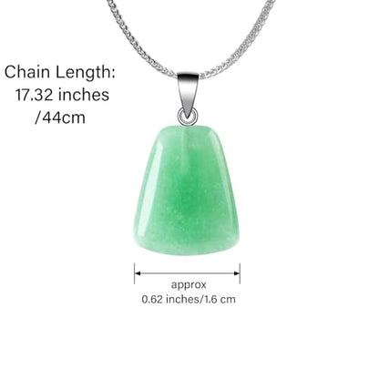 iSTONE 925 Sterling Silver Natural Crytral for Womens Pendant Necklace, Gemstone Birthstone with 17.8" Silver Chain Ladies - color: Trapezium - Green Aventurine