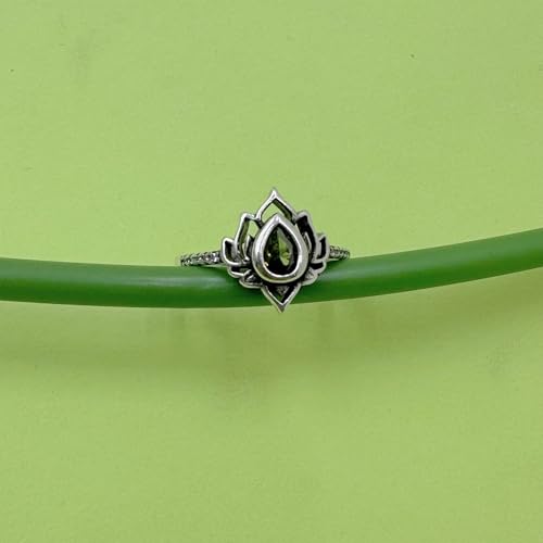 Lotus Ring for Women - Zircon Inlaid Flower Promise Ring - My Trauma Inspirational Statement Floral Jewelry Gift - color: green