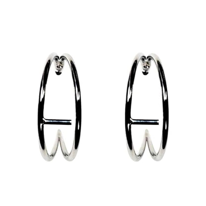 Hoop Invisible Clip On Earrings for Women Not Pierced Gold Small Twisted Hoop Comfortable Silver Large Clip On Earrings - color: Double Hoop Silver