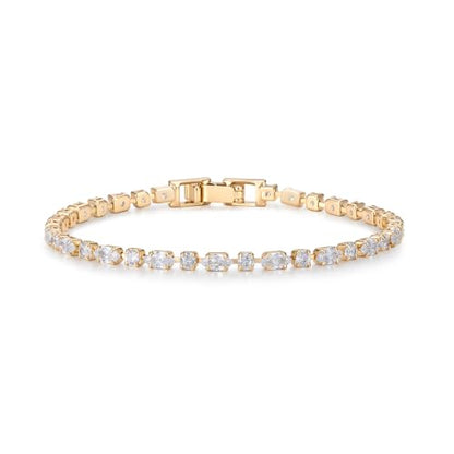 FANZE Gold Plated Cubic Zirconia Tennis Bracelets for Women Dainty Trendy Adjustable Bracelet Jewelry Gift for Ladies Wedding Mother Birthday Anniversary - style: Gold CZ bracelet