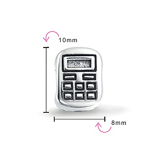 Bling Jewelry .925 Sterling Silver Latte Travel Mug Cup Coffee & Bookkeeper Accountant Math Student Calculator Charm Bead for Bracelet (Set of 2)