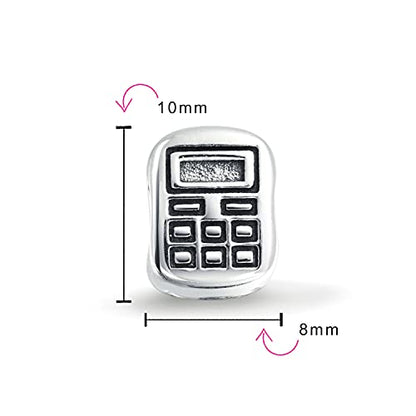 Bling Jewelry .925 Sterling Silver Latte Travel Mug Cup Coffee & Bookkeeper Accountant Math Student Calculator Charm Bead for Bracelet (Set of 2)