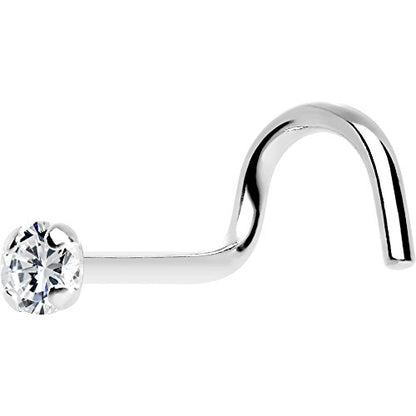 Body Candy 14k White Gold 2mm Cubic Zirconia Nose Stud Screw 20 Gauge