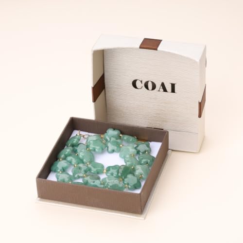 COAI Chunky Colorful Necklace for Women, Summer Beach Jewelry Crystal Flower Necklace for Women, Multi-Gemstones Sodalite Red Jasper Chunky Choker - style: Green Aventurine Necklace