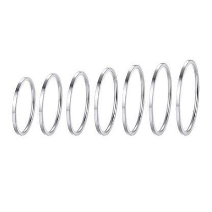 PROSTEEL Stainless Steel Rings Set, Women's Plain Band Knuckle Stacking Midi Rings Comfort Fit, Silver/Gold/Rose Gold/Black Tone, Multi Size #4-#12 - color: E 7 pcs-gold
