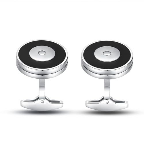 Cufflinks for Men, Stainless Steel Classic Black Pearl, Blue Carbon Fiber CuffLinks men's accessories, Great Gift for Father, Husband - style: Classic black