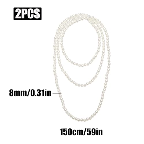 Long Pearl Necklace, Jewelry Faux Pearls Pendants Faux Pearls Strand Beads - color: White