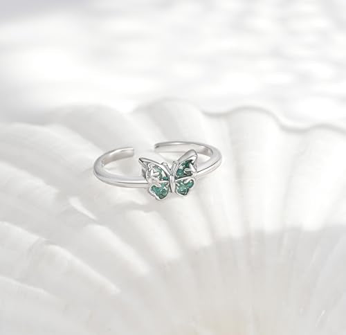 Step Forward 925 Sterling Silver Toe Rings for Women - Adjustable Infinity Daisy Starfish Butterfly Stylish Toe Ring Band for Woman - Summer Vacation Beach Boho Foot Jewelry Gifts - style: Butterfly