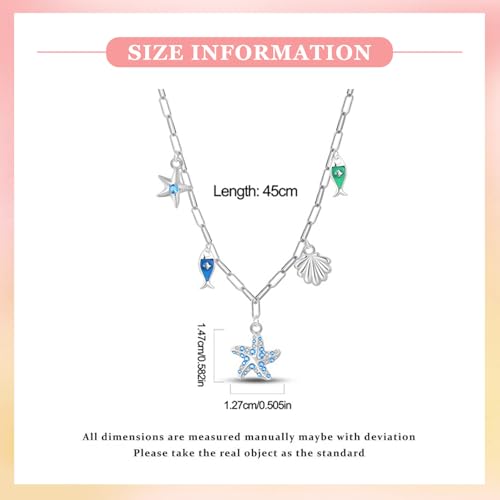 925 Sterling Silver Dainty Necklaces for Women Pendant Jewelry Gift for Her | Hypoallergenic Ocean Animal Love Cherry Blossom Jewelry, Ideal Valentine Birthday Christmas Graduation Gift for Wife Mom - color: Coastal Whisper