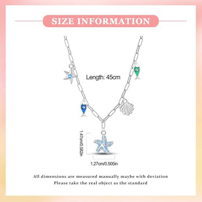 925 Sterling Silver Dainty Necklaces for Women Pendant Jewelry Gift for Her | Hypoallergenic Ocean Animal Love Cherry Blossom Jewelry, Ideal Valentine Birthday Christmas Graduation Gift for Wife Mom - color: Coastal Whisper