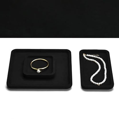 Microfiber Jewelry Trays Stackable Ring Earring Bracelet Necklace Bangle Watch Display Tray Drawer Organizer 7.87 * 7.08 * 0.59inch (Black - color: Black, size: 18*20cm Tray