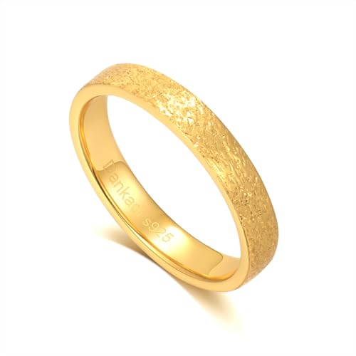 Dankadi Simple Fashion S925 Sterling Silver Ring Smooth Plain Dome Comfort Solid Silver Wedding Ring For Men & Women 3.5 mm 3-13# 24k Real Gold Plated Jewelry - color: Fashion Gold