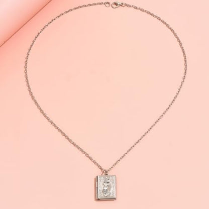 Photo Book Locket Necklace for Women Charm Choker Pendants that Holds Pictures Memorial Jewelry - color: Mermaid Pattern