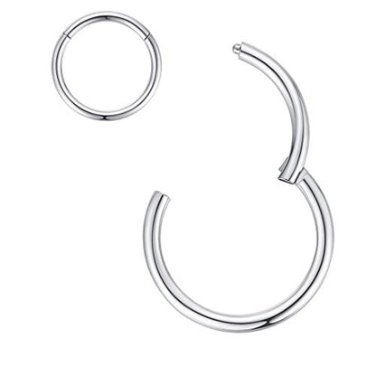 ORANGELOVE Hypoallergenic Nose Rings 20G 18G 16G 14G 12G 10G 8G 316l Surgical Steel Septum Jewelry Hinged Segment Ring Body Piercing Nose Hoop Lip Rings Nose Helix Cartilage Rook Earrings - color: Silver, size: 1pc 14 Gauge 13mm