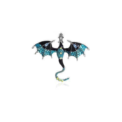 Enamel Dragon Brooch - Vintage Punk Animal Accessory for Clothing, Hat, Bag - Domineering Flying Design - Personality Accessories for Men and Women - color: Blue