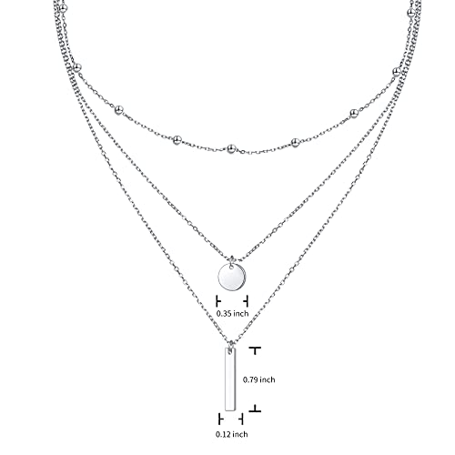 925 Sterling Silver Multilayer Layered Triple Long Chain Necklace for Women - style: Multilayer