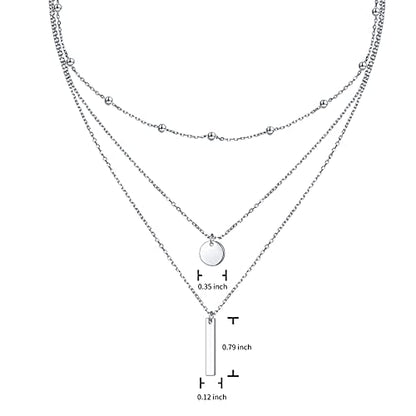 925 Sterling Silver Multilayer Layered Triple Long Chain Necklace for Women - style: Multilayer