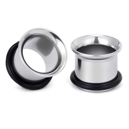 TBOSEN Precise Dimensions Stainless Steel Set Double|Single Flare Tunnel Screw Gauge Ear Expander Stretching Kit Piercing Mixed Size - color: Silver-Single Flare, size: 7mm