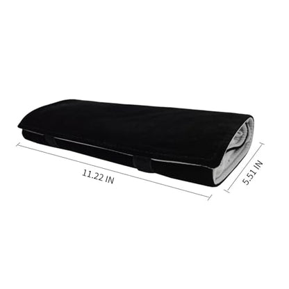 Velvet Travel Jewelry Case Roll Bag Organizer for Necklace Bracelet Earrings Ring (Black) (Black and Grey) - color: Black and Grey