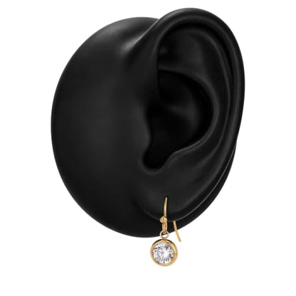 Surgical Steel Hypoallergenic Hoop Earrings for Women - Huggie Dangle CZ Cartilage Earrings - color: 18K Gold Plated