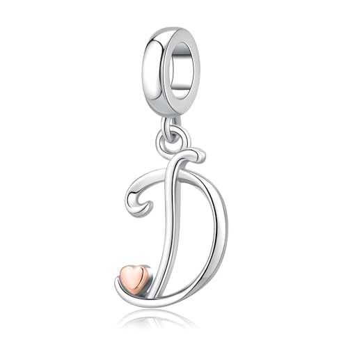 Letter Charms for Pandora Bracelets 925 Sterling Silver Alphabet Initial Charms Bead Jewelry Gift for Women - style: Initial D