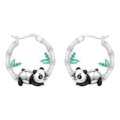 Floral Hoop Earrings 925 Sterling Silver with 14K Gold Plating – Lightweight CZ Flower Hoops | Hypoallergenic Jewelry for Women | Gift Box + Polishing Cloth - color: 22mm Panda Earrings