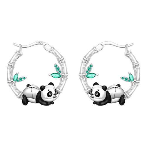Floral Hoop Earrings 925 Sterling Silver with 14K Gold Plating – Lightweight CZ Flower Hoops | Hypoallergenic Jewelry for Women | Gift Box + Polishing Cloth - color: 22mm Panda Earrings