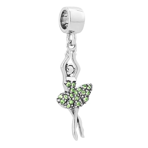 Birthstones Ballet Dancer Dangle Charm fits Pandora Charms Bracelets Gift for Daughter Granddaughter Women Sister Birthday - style: Aug Birthstones