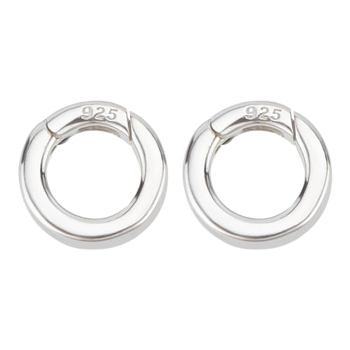 SUNNYCLUE 1 Box 10mm 925 Sterling Silver Necklace Ring Clip Spring Gate Rings Spring Clasps Ring Bracelet Necklace Shortener Clasp Carabiner Snap Clip O Rings for Jewelry Making Clasps DIY Crafts - color: 1 Box 2Pcs 925 Sterling Silver Spring O Ring 10mm