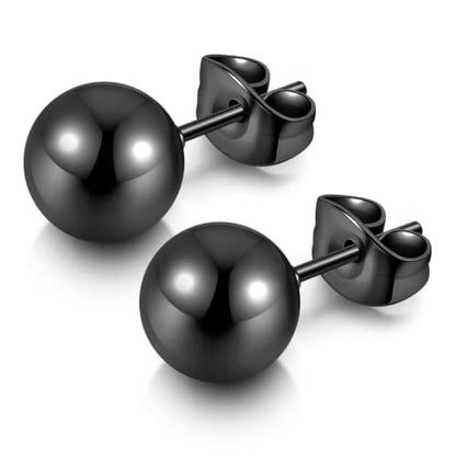 3/4 Pairs Stainless Steel Ball Stud Earrings, High Polished Round Ball Earrings Set for Women & Men 4-10mm - color: Black