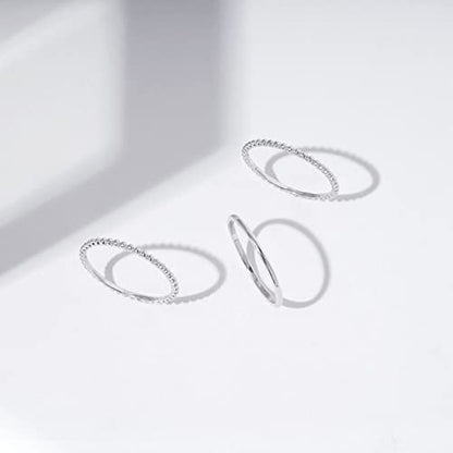 Amazon Essentials 14K Gold or Rhodium Plated Sterling Silver Stacking Ring Set of 3 - color: Rhodium, size: 9