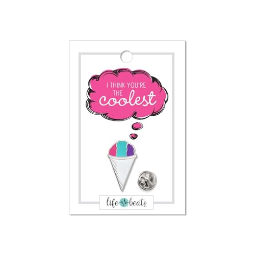 Inspirational Enamel Pin by LifeBeats | Cute Pin for Clothes, Jackets, Hats, Bags, and Lanyards | Hat Pin Comes with a Greeting Card | Lapel Pin with Sturdy Backing - style: You're Coolest Snow Cone