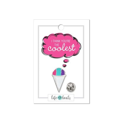 Inspirational Enamel Pin by LifeBeats | Cute Pin for Clothes, Jackets, Hats, Bags, and Lanyards | Hat Pin Comes with a Greeting Card | Lapel Pin with Sturdy Backing - style: You're Coolest Snow Cone