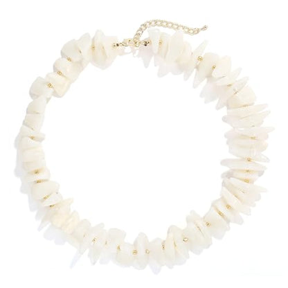 Elegance 11 designs Chunky Heart Necklace for Women, Colorful Acrylic Beaded Statement Puff Heart Necklace, Cute Boho Y2K Choker Necklace for Gift Jewelry - color: White